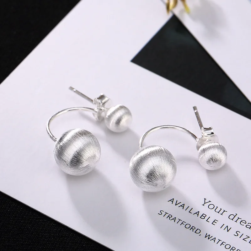 Чистое серебро Корейская версия простой рисунок круглый шарик двойной шар