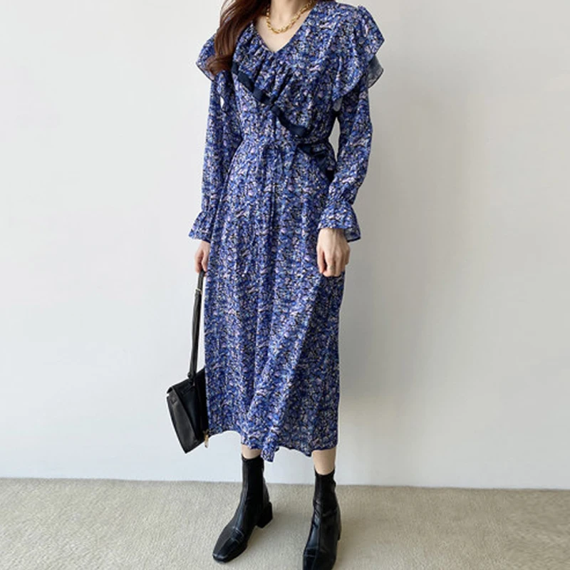 Женское Асимметричное Платье макси с цветочным принтом элегантное винтажное