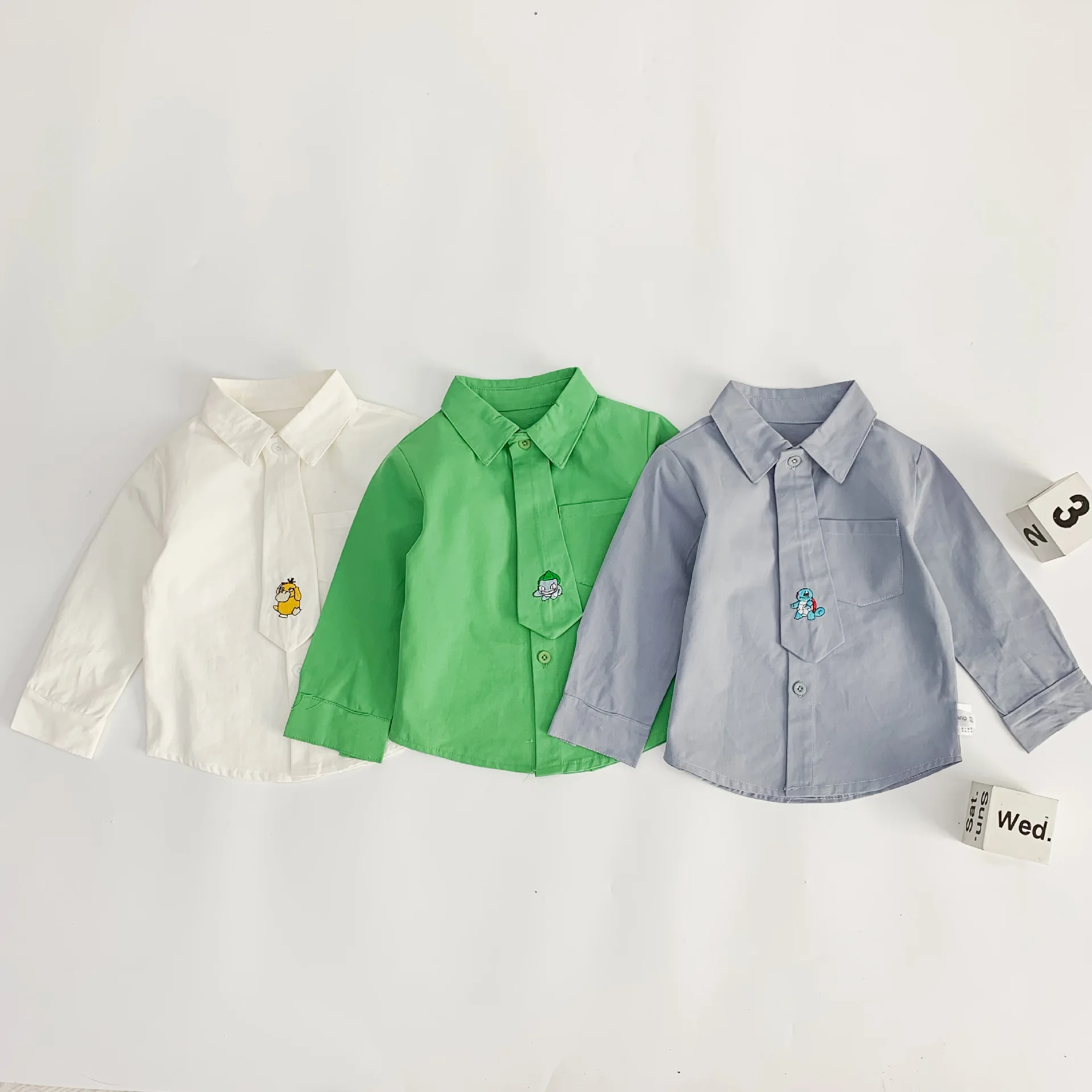 Осенняя рубашка для мальчиков и девочек WLG белая серая желтая оранжевая с