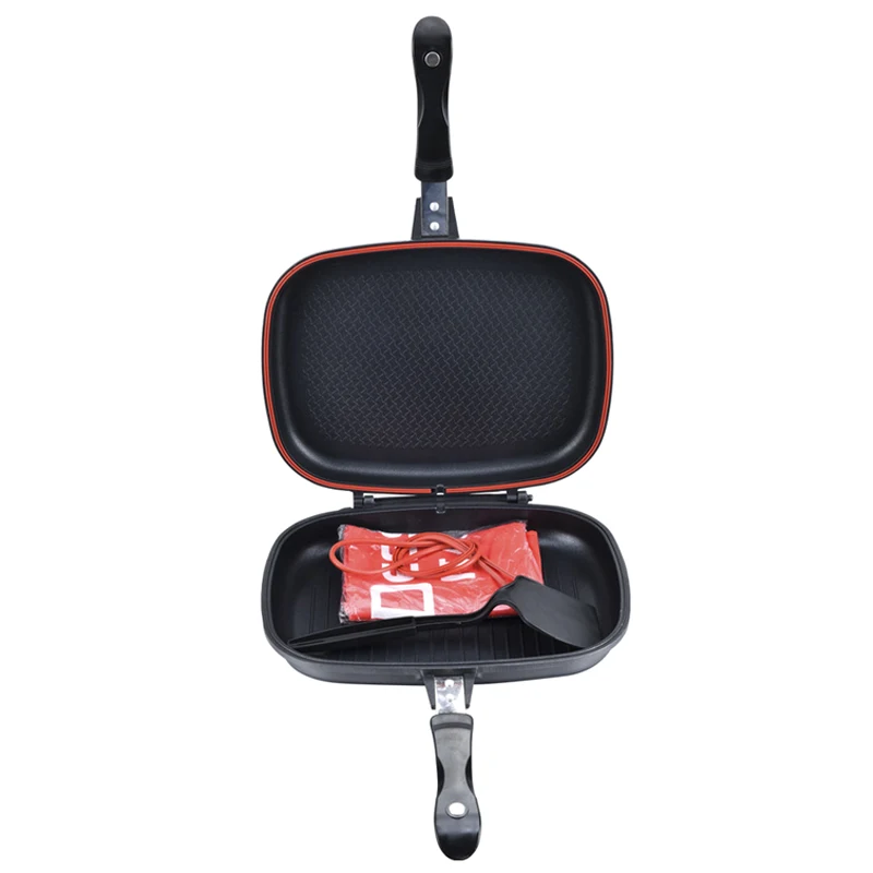 

Newly Double Sided Grill Pan Portable Durable for Grilling Frying Home Kitchen Camping VA88
