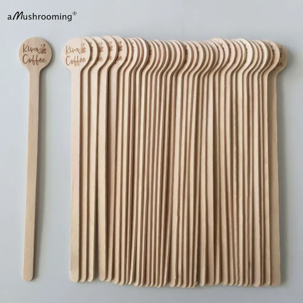 100 шт. индивидуально выгравироанные надписи круглые деревянные перемешиватели