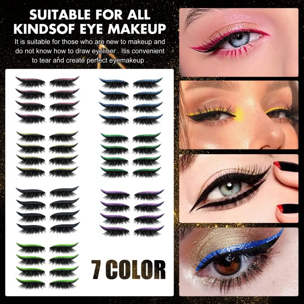 

4 Pairs Eyeliner False Eyelashes stickers Reusable Cat Eye Double Eyelid Sticker Eyeliner Stickers Party Cosplay Makeup Tools