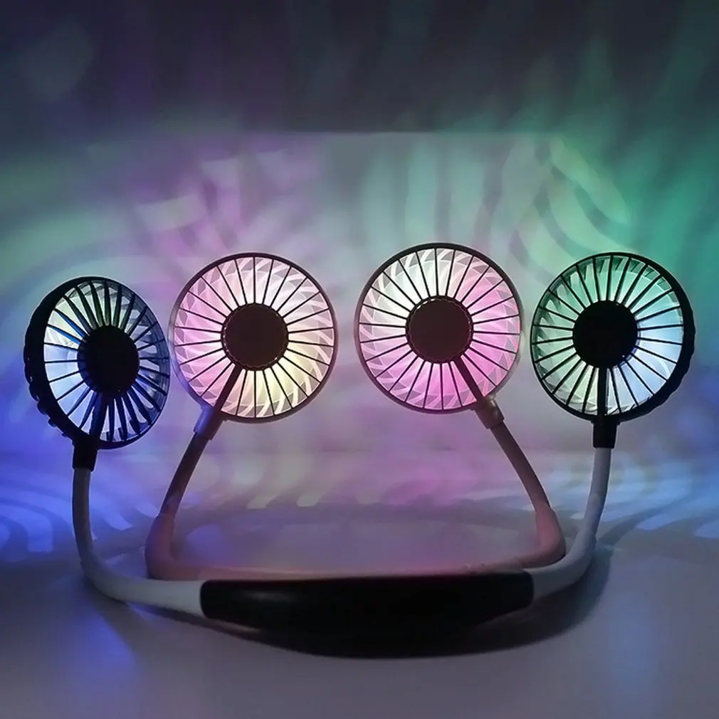USB Double Head Hanging Neck Small Size Handheld Electric Fan Air Conditioner Cooler Cooling Summer Desk Table Dropshipping | Бытовая