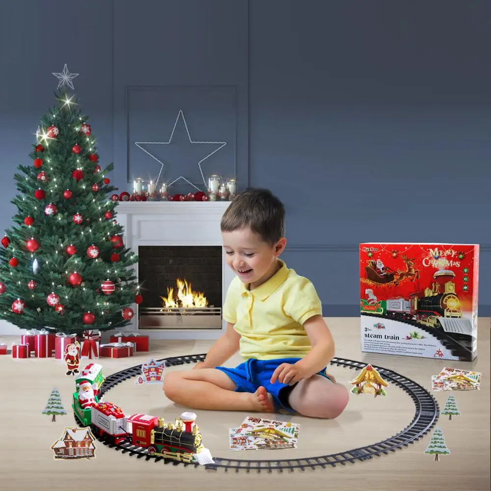 Электрический игрушечный поезд набор автомобиля железной дороги и отслеживает