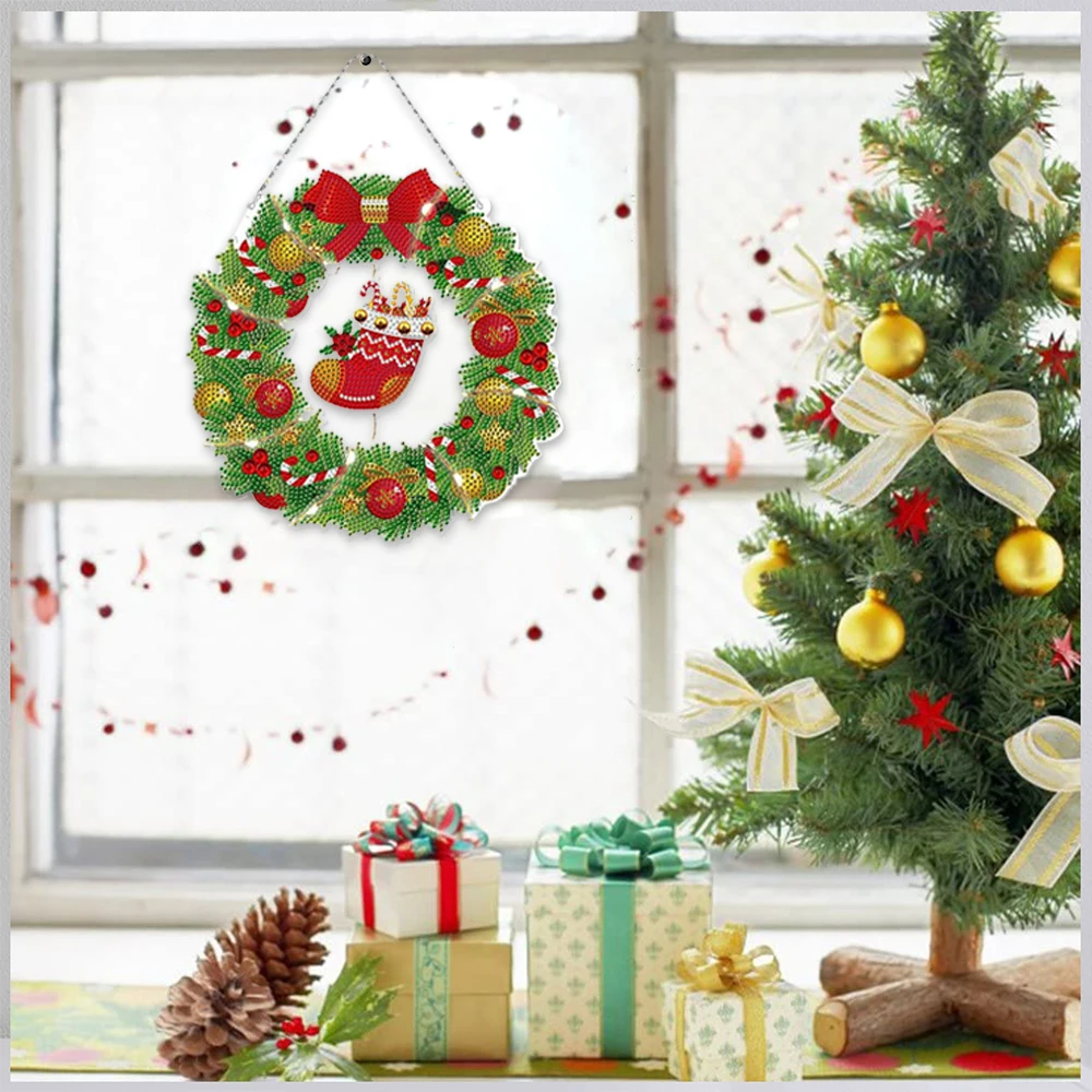 

5D "сделай сам", дневной венок из страз, наборы, мозаика, искусство, стразы, рисунок, гирлянда, дверь, настенное украшение, Рождественский Декор