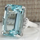 Женское кольцо с квадратным камнем, обручальное кольцо из красного голубого циркония, аксессуар L3K024, 2019