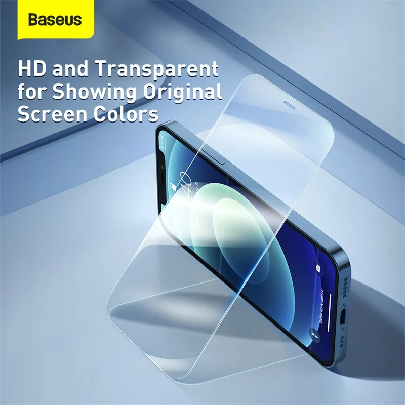 baseus 2pcs screen protector for iphone 12 pro max 0 3mm full cover tempared glass flim for iphone 12 mini hd transparent glass free global shipping