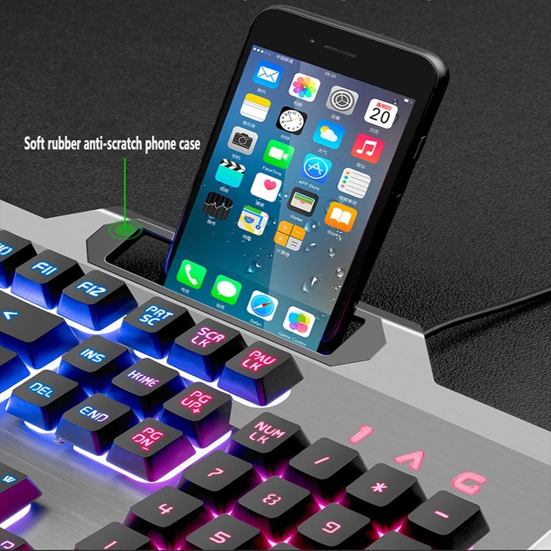 

USB-клавиатура Проводная из алюминиевого сплава с подсветкой, 104 клавиш