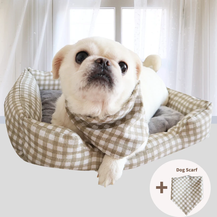 

Pet Dog Bed for Medium Dogs Big Mat Small cat with Machine Washable Comfortable and Safety for Large Or Multiple Grid cloth