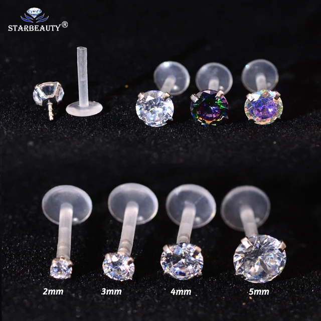 Titanium Crystal Prong Push-Back Nipple Barbells - Lulu's Body Jewelry