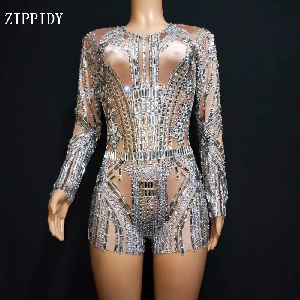 Боди с яркими блестящими кристаллами костюм для вечеринки платье длинными