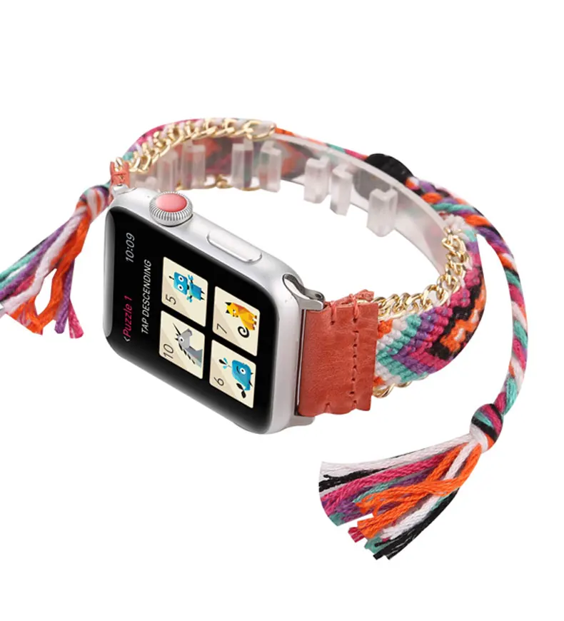 Плетеный веревочный ремешок для apple watch 5 ремешок 44 мм 40 мм iwatch ремешок 42 мм 38 мм браслет ремень ручной работы часы Ремешки для наручных часов серия 5 4 32