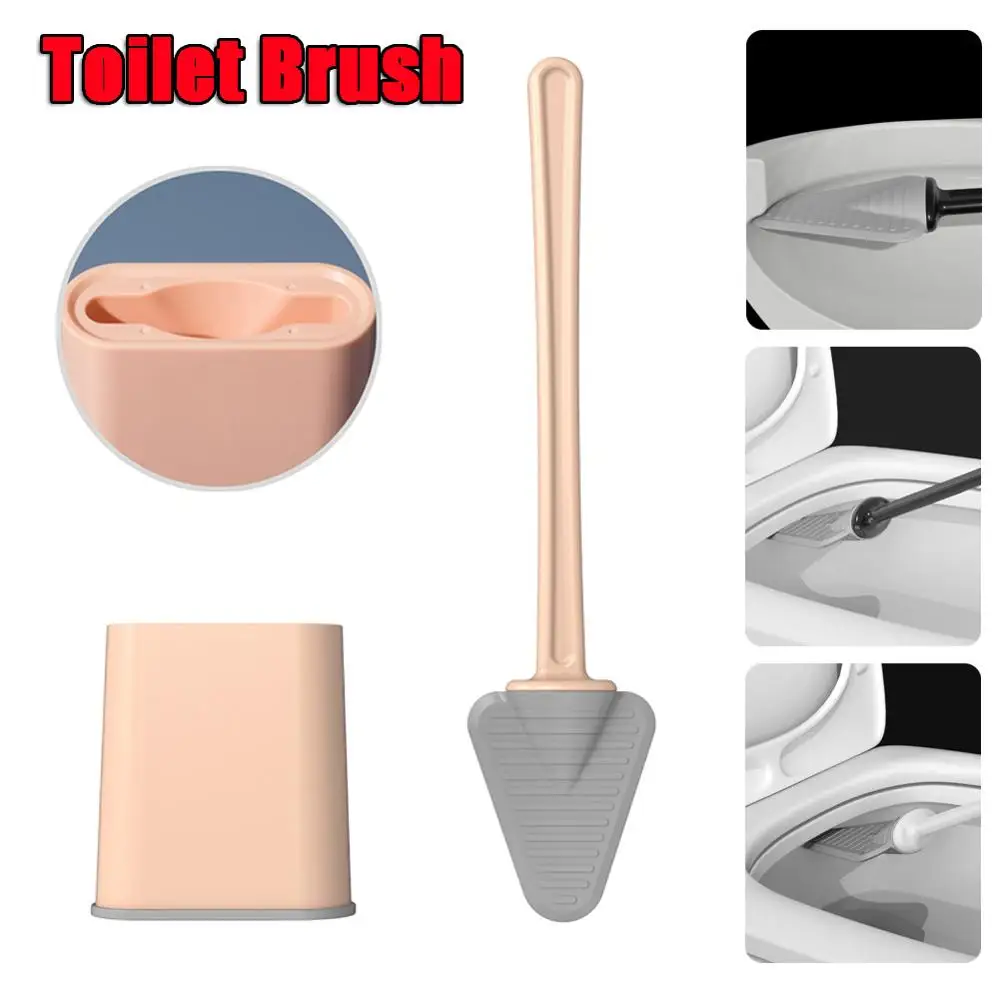

Toilet Brush Deep Cleaner Silicone Toilet Brushes with No-Slip Long Plastic Handle and Flexible Bristles Silicone Toilet Brush