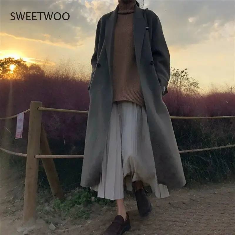 Новое осенне-зимнее женское пальто корейское студенческое утепленное шерстяное