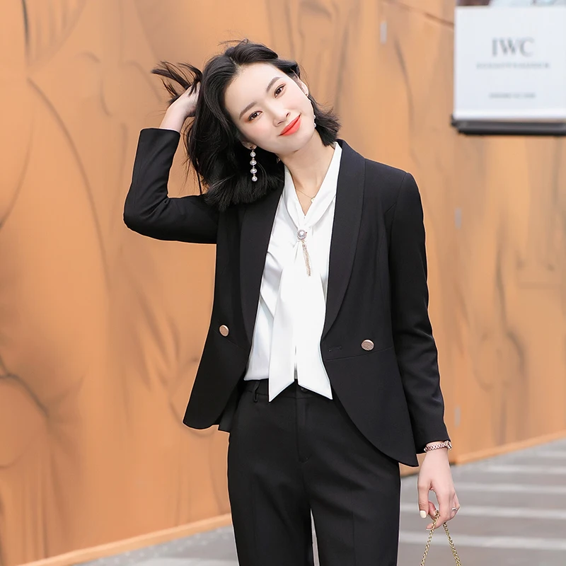 Костюмы женские деловые из высококачественной ткани офисные брючные костюмы в