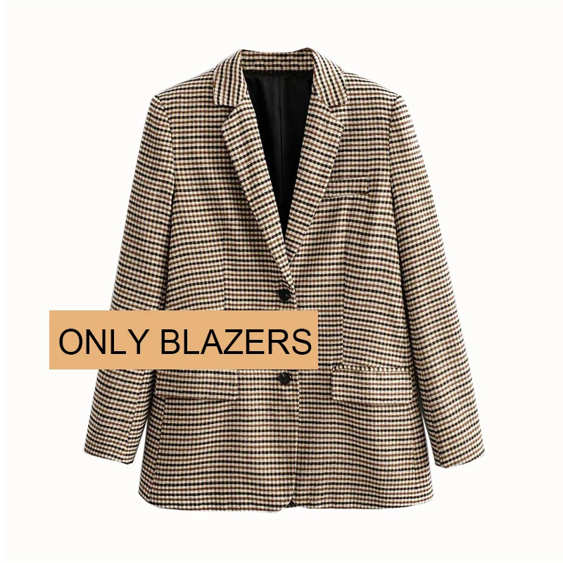 

Women Plaid Autumn 2 Piece Set Blazer,High Waist Skirt Office Lady Jacket Skirt Suits Sold Separately Women's Costumes