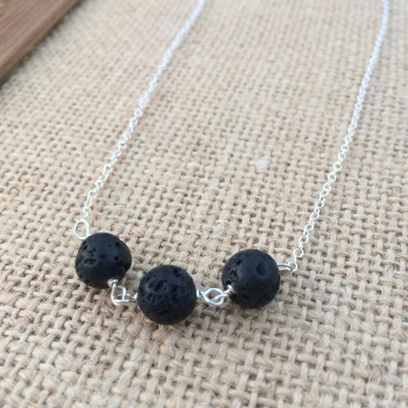 1 шт.) 3 вулканического черного лавового камня ожерелье-чокер для женщин модные