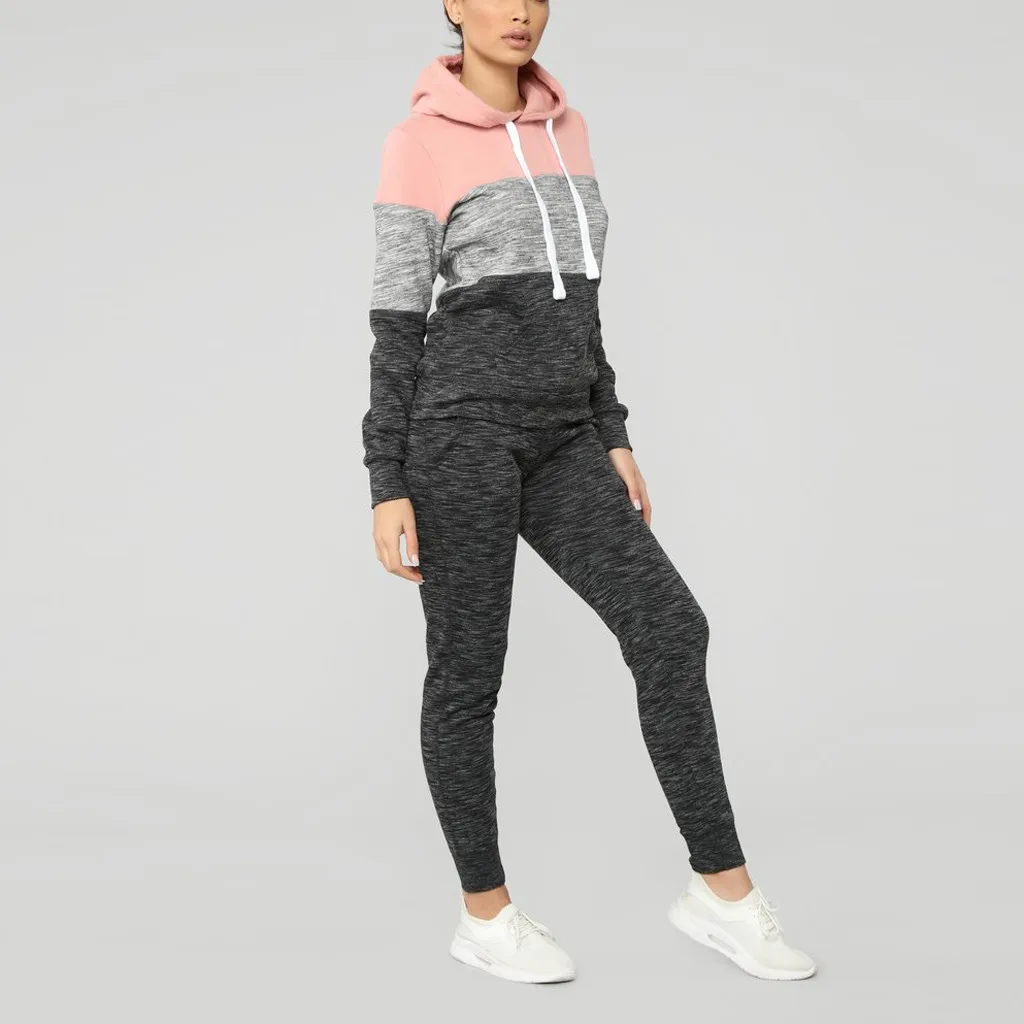 Спортивный костюм для женщин, комплект из двух предметов, sudadera mujer, зимний женский костюм для офиса, Женский Свободный Повседневный Спортивный костюм размера плюс