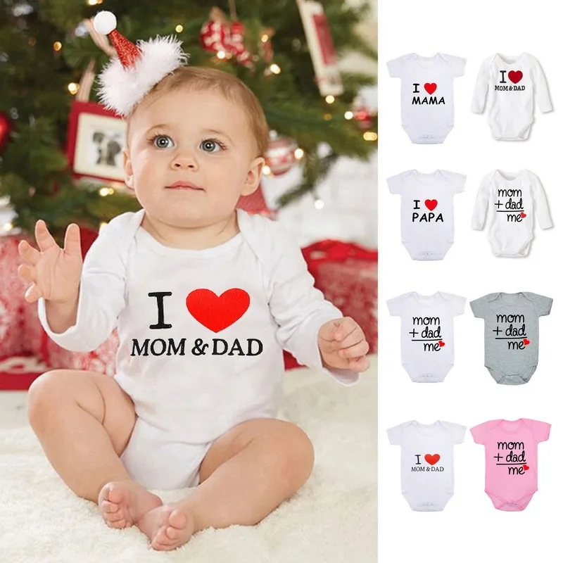 

Summer Newborn Infant Baby Clothes Mom Plus Dad Equal Me Funny Cute Toddler Jumpsuits Bodysuits Outfits Baby Girl Clothes