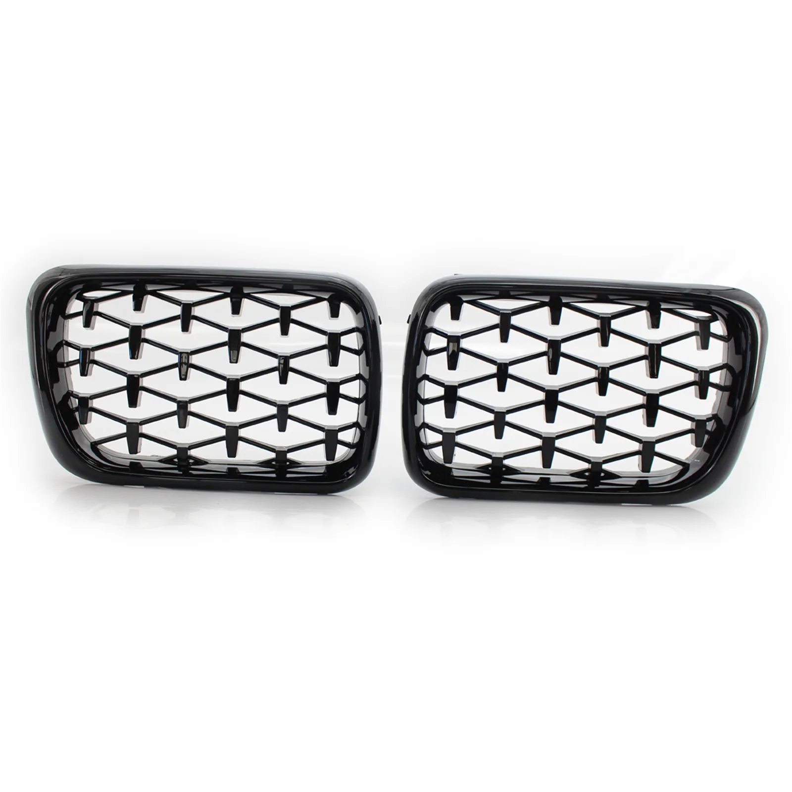 1 Pair Gloss Black Car Front Kidney Bumper Grilles Diamond Style Racing Grills For BMW E36 3 Series 318I 323I 328I M3 1997-1999 images - 6