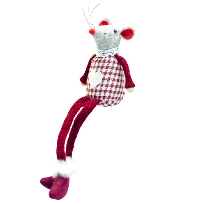 C Christmas Decoration Pendant Cute Mouse Plush Doll House Ornaments Christmas Tree Creative Decorative Accessories - Цвет: C