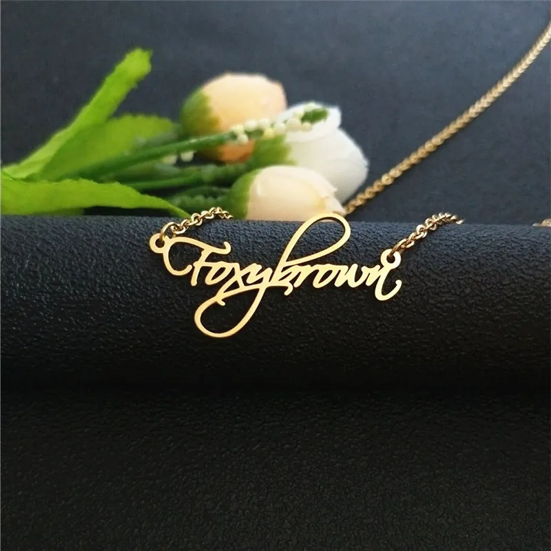 Ожерелье с именем подписи для женщин и мужчин ожерелья-Чокеры на заказ