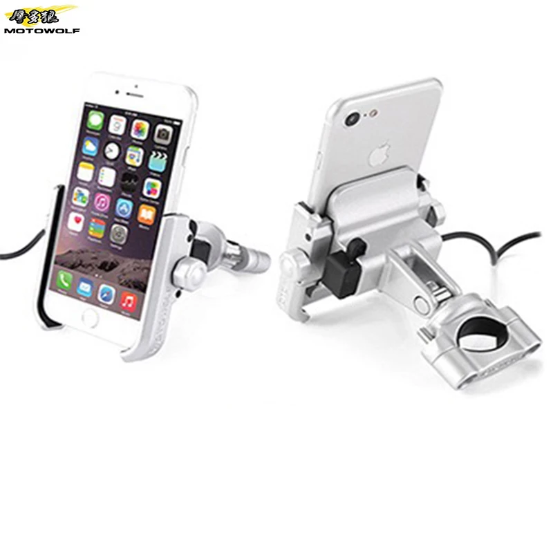 Поддержка зарядки USB 360° Алюминиевый сплав держатель для телефона на руль мотоцикла/многофункциональная сумка для путешествий.