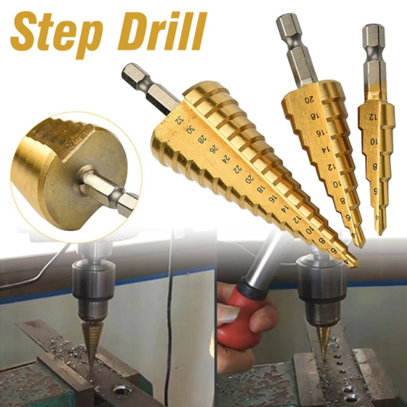 

Durable Hexagon Shank Step Drill Bit Practical Straight Flute Pagoda Tools Convenient Creative High-speed Steel Step Drill Bit