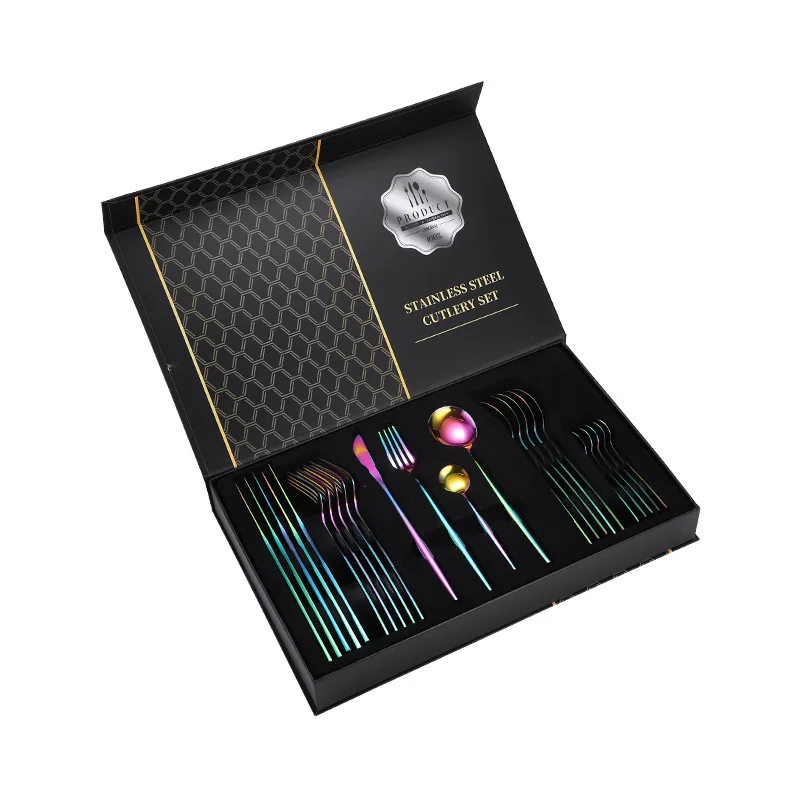 

Tiido 24pcs/4pcs Fork Spoon Knife Kitchen Cutlery Set Stainless Steel Dinnerware Dinner Set Holiday Gift Box