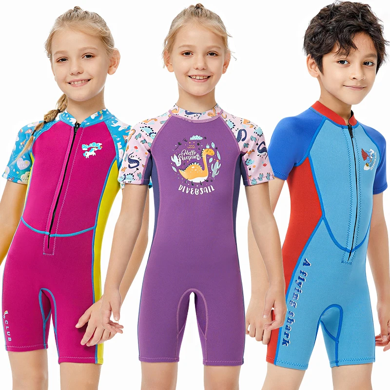 

Scuba Wetsuit Swimsuit For Kids Surfing Neoprene Diving Suit Youth Beach Thick Swimwear Children Shorty Bathing Suits Kitesurf
