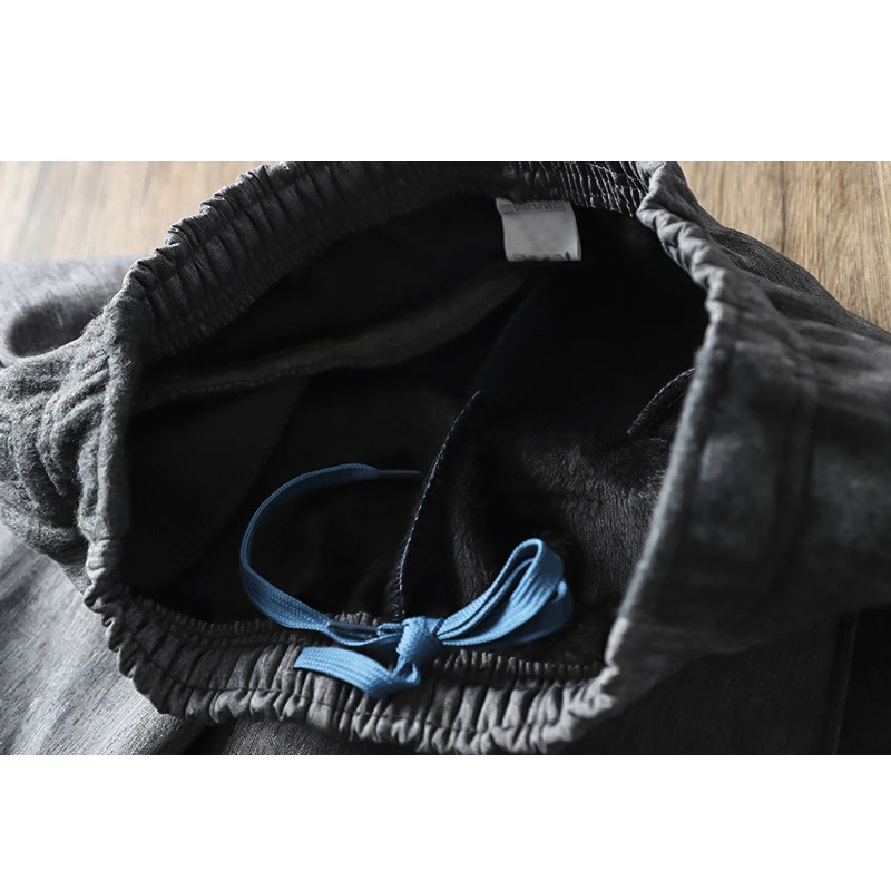 

Winter Autumn And Oversized Men's Plus Velvet Warm Elastic Waist Outdoor Sports Casual Pants