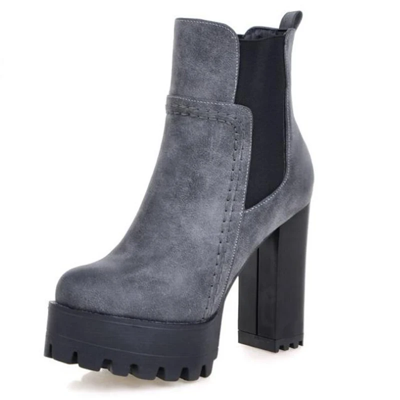 Женские ботильоны на платформе COVOYYAR осенне зимние ботинки высоком массивном