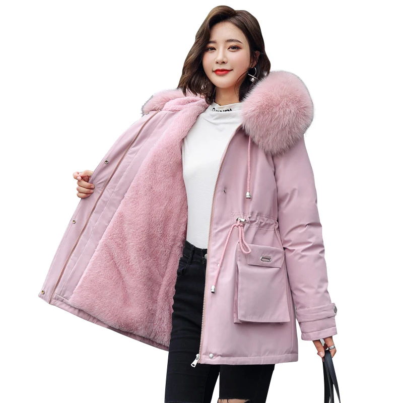 

to overcome han edition lambs wool cotton-padded clothes new bladder brief paragraph waist with thick coat cotton dress