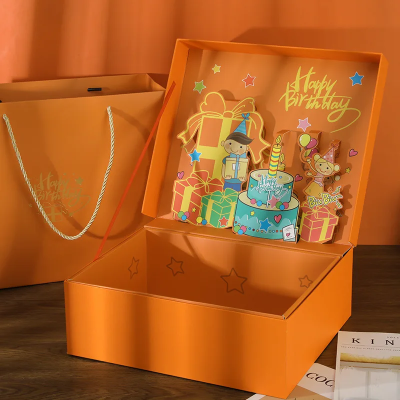 

AVEBIEN New Exquisite Cartoon Three-dimensional Clamshell Orange Gift Box Birthday Party Candy Packaging Box коѬобка для подаѬка