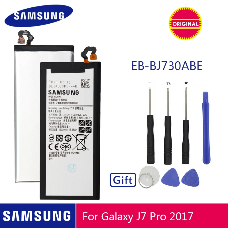 Оригинальная батарея samsung EB-BJ730ABE 3600 мА-ч для samsung GALAXY J7 Pro SM-J730F SM-J730FM J730F J730G J730DS J730GM J730K