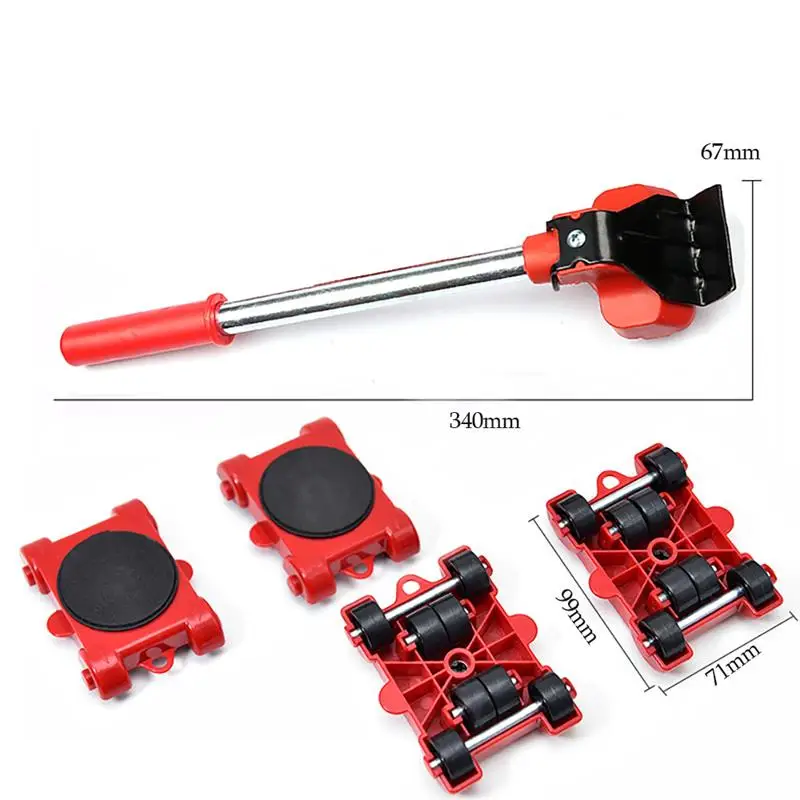 

5pcs Furniture Mover Set Portable Furniture Transport Lifter Heavy Stuffs Moving Wheel Roller Bar Hand Tools For Sofas Couches