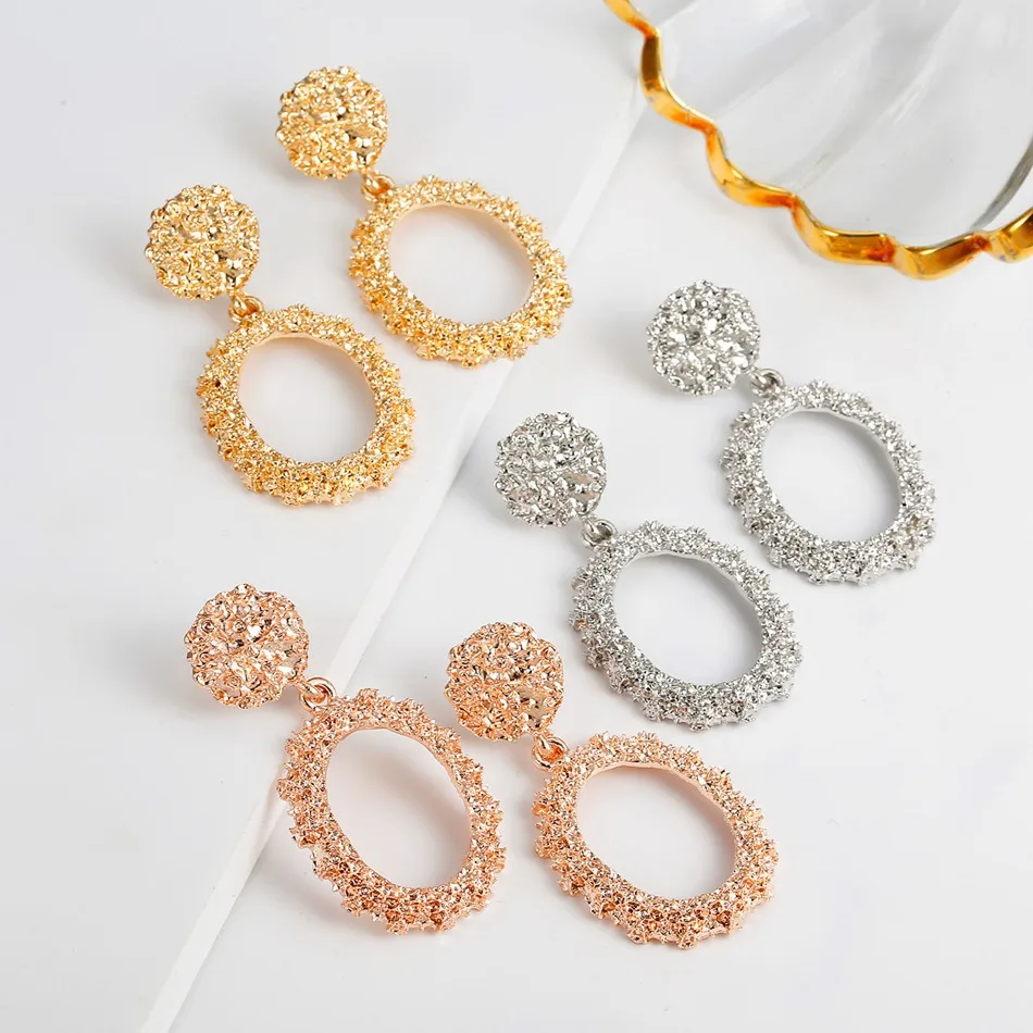 Модные геометрические круглые овальные Висячие серьги для женщин и девушек с