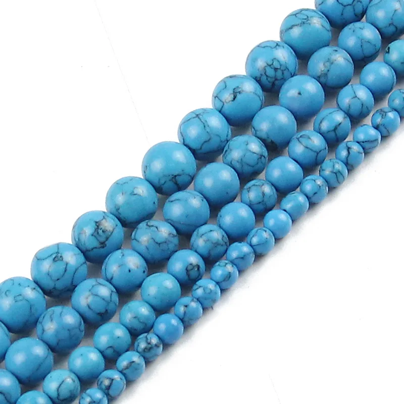 Бусины шармы из натурального голубого и белого искусственного малахита 4/6/8/10/12