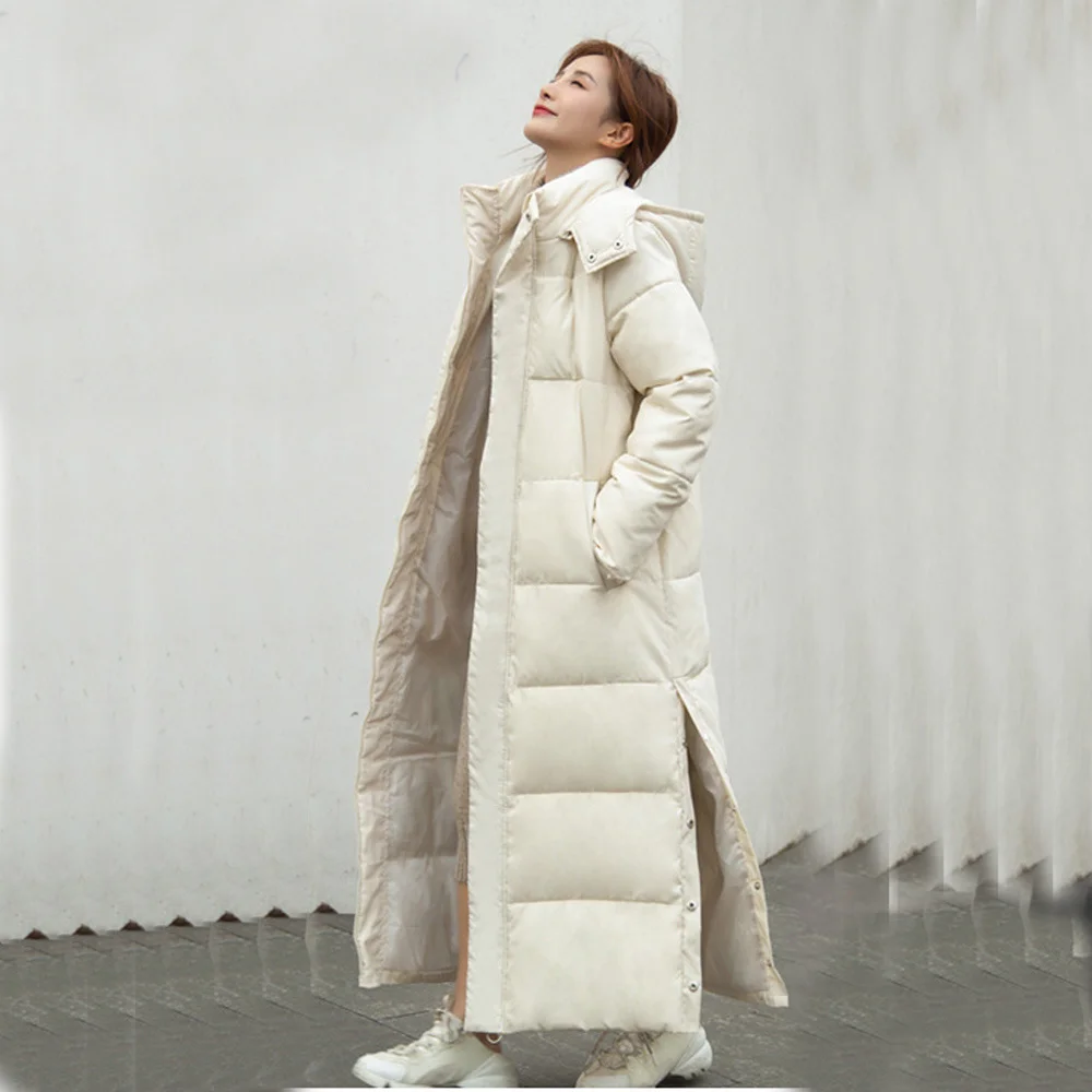 

Gross down female parka with hood down winterr coat grow morality fashion eiderdown hoodie with thick 805