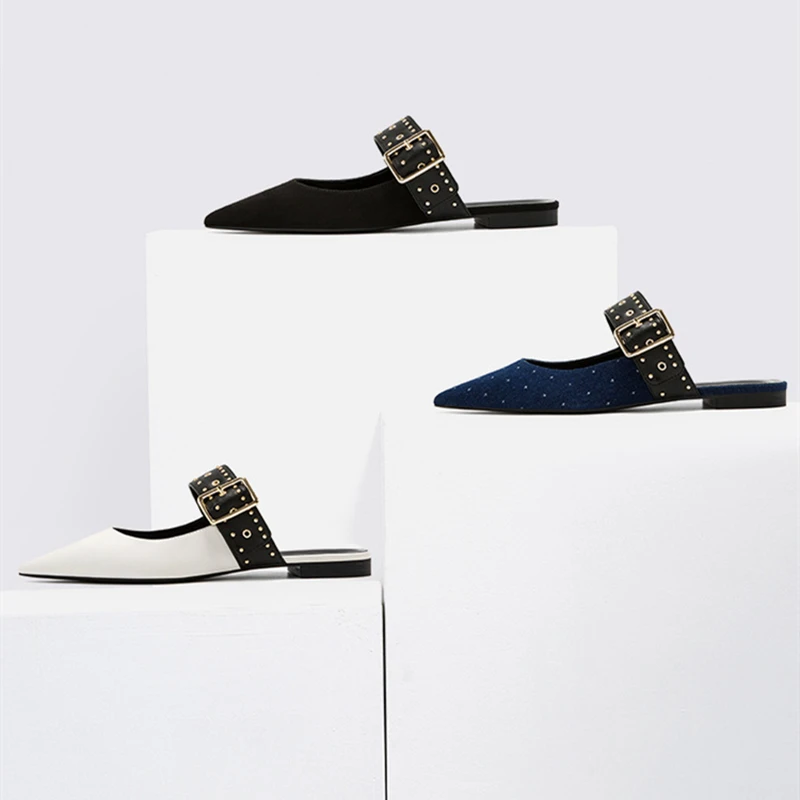 Женские Элегантные Тапочки Модные летние женские туфли без задника с острым