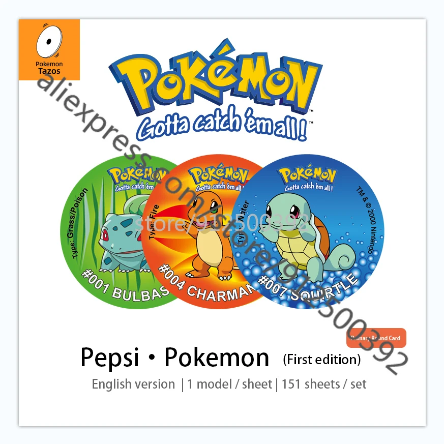 Juego de tazas de Pokemon DE LA PRIMERA primera edici&oacute;n, set de cartas de guetos Redondos y Antiguos, 151 unidades, 2000 unidades-0