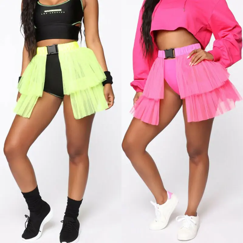 Женские разноцветные мини-юбки и длинная юбка растягивающиеся кружева высокая