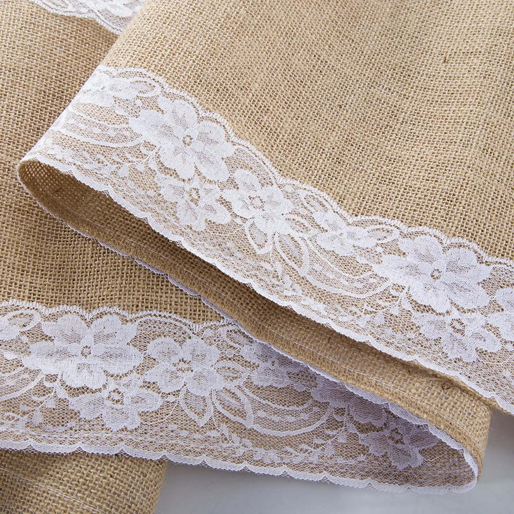 Свадебное украшение льняной настольный флаг раньше кружево и желтый с обеих