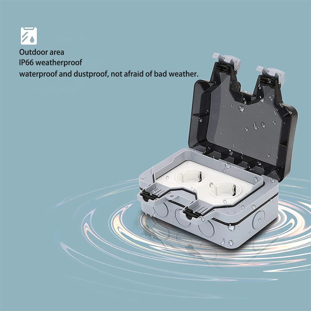 Водонепроницаемая уличная настенная электрическая розетка IP66 16 А двойная