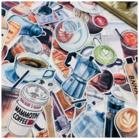 57pcs coffee series journal stickers scrapbooking craft diary album phone computer seal stickers decorative