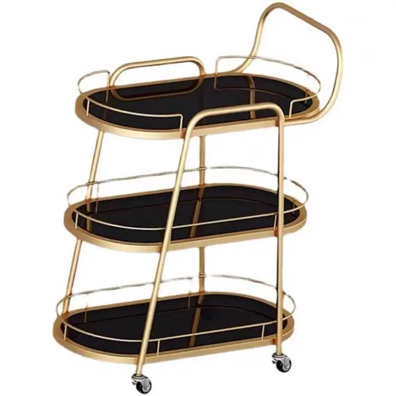 

Factory Wholesale Fashion Modern Hotel Cart Dish Snake Food Cart Pub Commercial Furniture Bar Cart with Universal Wheel