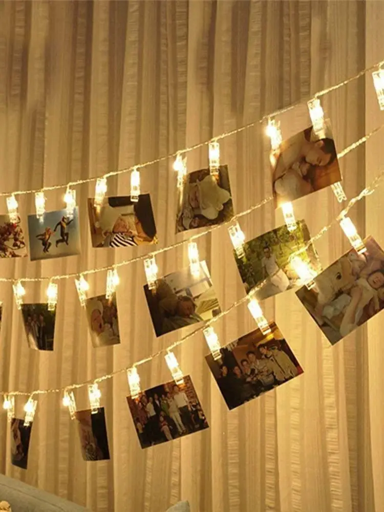 LED Photo Clip Lights 40 pcs LED Picture Lights Battery Powered Bedroom Decorations Hanging Photos Cards Twinkling Fairy String Lights Christmas Birthday Party Wedding Decoration Light Warm White