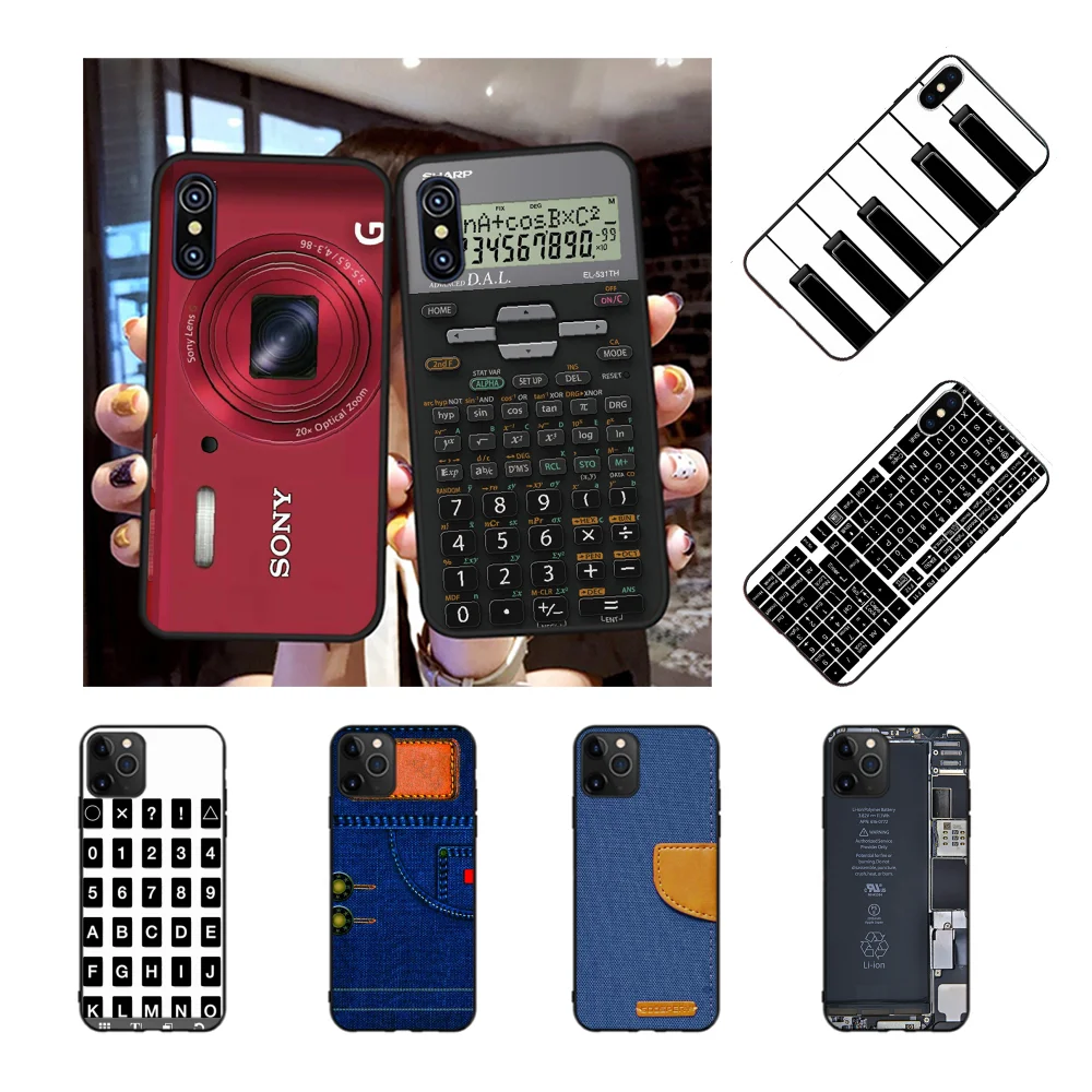 Чехол для iPhone 11 Pro XS MAX 8 7 6 6S Plus X 5S SE XR в стиле ретро камеры, кассетных лент, калькулятора и клавиатуры.