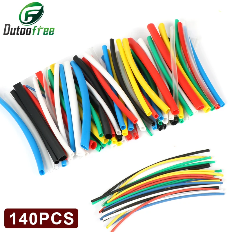 

140pcs/lot Heat Shrink Tubing 14m 2:1 Color Tube Car Cable Sleeving Assortment Wrap Wire Kit with Polyolefin Tub