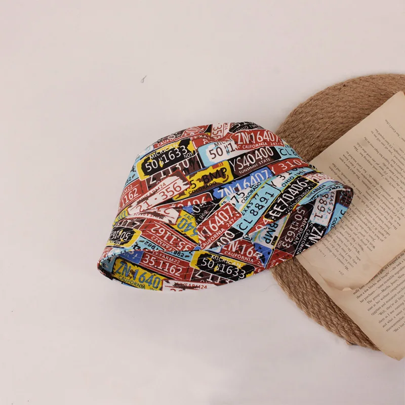 

Панама для детей, унисекс, летняя, разноцветная, с изображением газет, короткая, с боковым оттенком, солнцезащитная, Рыбацкая